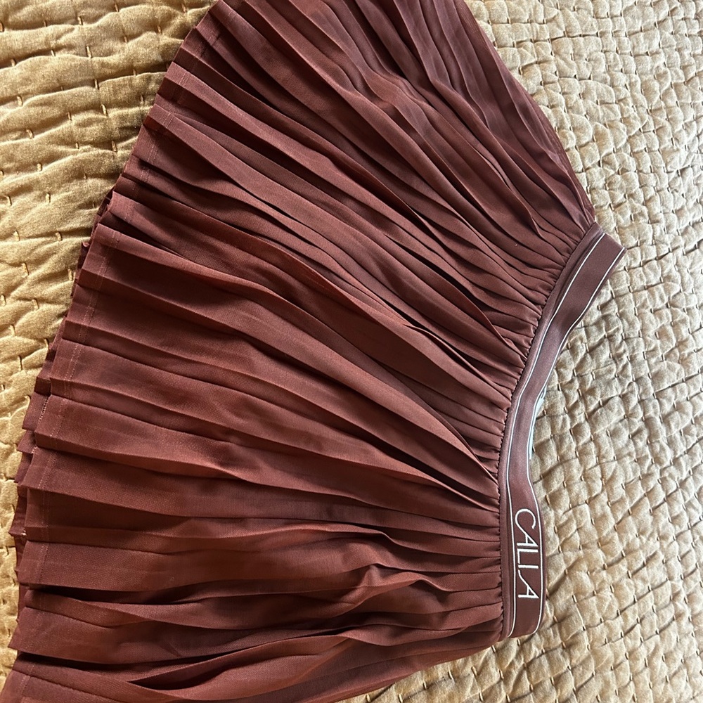 CALIA by Carrie Underwood Pleated Skirt in Rich Brown